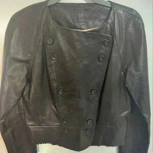 WOMENS HOSS INTROPIA BROWN LEATHER JACKET, SIZE 10